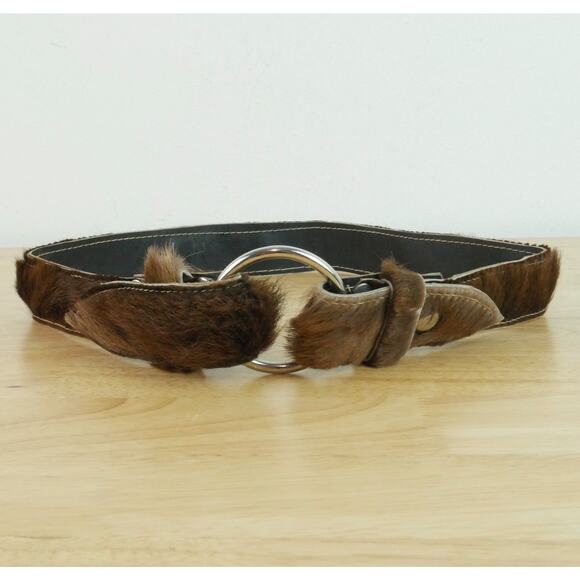 Cow Hide Fur Western Belt 30\
